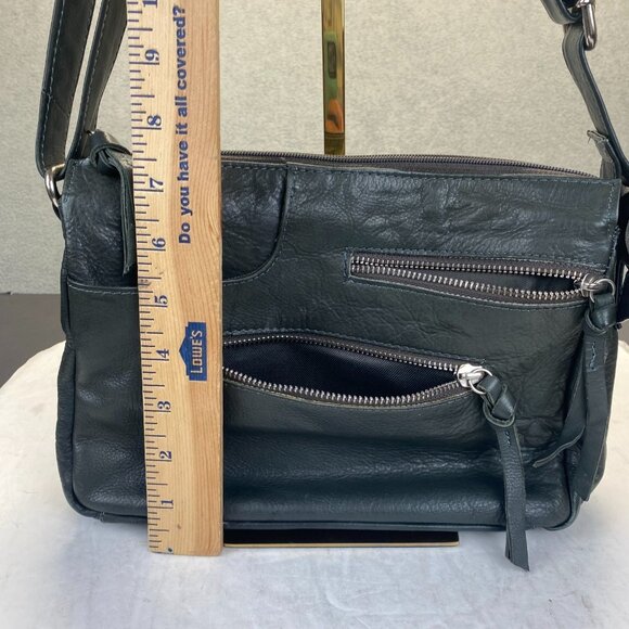 Great American 100% LeatherExterior  Black Crossbody Purse Shoulder Bag - Picture 5 of 15